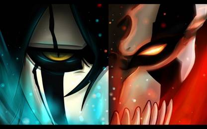 Athahdesigns Anime bleach-espada-hollow-ichigo-kurosaki-ichigo-masks-ulquiorra-cifer-yellow-eyesWallpaper Paper Print
