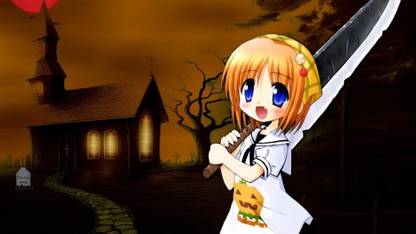 Athahdesigns Anime halloween-Wallpaper Paper Print