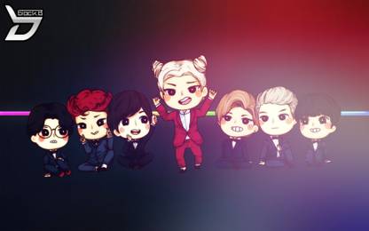 zico-jaehyo-po-u-kwon-taeil-b-bomb-musicians-kpop-chibi-park-kyung-blockb Wall Poster Paper Print