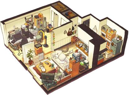 Ananyadesigns Anime apartments-mess-messy-room-rooms Wallposter Paper Print