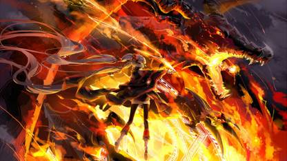 Athahdesigns Anime fires-dragon-images-otherWallpaper Paper Print