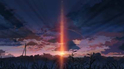 PL Anime sunset-centimeters-per-second-landscapes Wall Poster 19*13 inches Matte Finish Paper Print