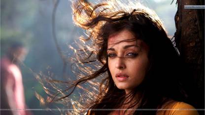 Wall Poster a/aishwarya-rai-face-movie-raavan-waterfall-other Paper Print