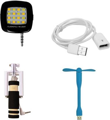 MINIFOX SLEFIE FLASH LIGHT, MINI SELFIE, MALE TO FEMALE, USB FAN Combo Set