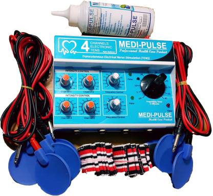 MEDI-PLUSE 4CH TIMMER 60 TENS WITH GEL BOTTLE ( BLUE ) muscle stimulater Electrotherapy Electrotherapy Device