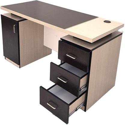 STATUS TOPAZ # PREMIUM STUDY/COMPUTER TABLE WITH 3 DRAWERS AND 1 FILE CABINET IN COMPACT SIZE AND DECENT COLOR COMBINATION (CREAM Engineered Wood Computer Desk