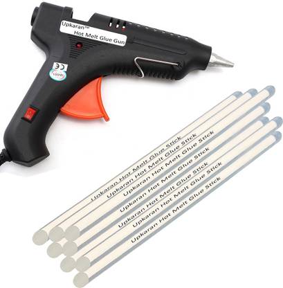 Upkaran Black 100 Watt With 8 Transparent Hot Melt Glue Sticks (10inch/25cm) Standard Temperature Corded Glue Gun