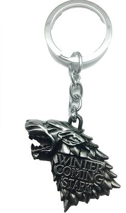 Universal Game of Thrones, House Stark Direwolf Shape Metal - Silver Key Chain