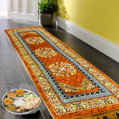 KUBER INDUSTRIES Brown Velvet Runner
