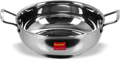 Sumeet Stainless Steel Induction Bottom (Encapsulated Bottom) Induction & Gas Stove Friendly Kadhai Size No.11 Kadhai 20 cm diameter 1.5 L capacity