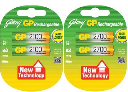 Godrej GP Combo Of 2100 & 2700 Mah AA Rechargeable  Rechargeable Ni-MH   Battery