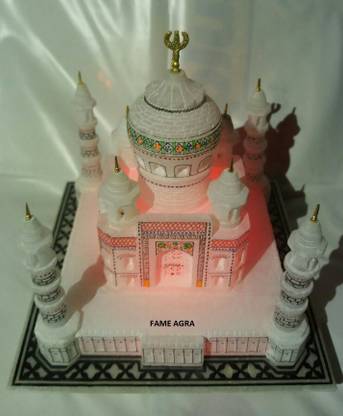 FAMEAGRA India White marble Tajmahal replica Agra Famous Taj mahal Model statue figurine Handmade handicraft sangemarmar Tajmahal showpiece Tajmahal gift 6 inches Decorative Showpiece  -  15 cm