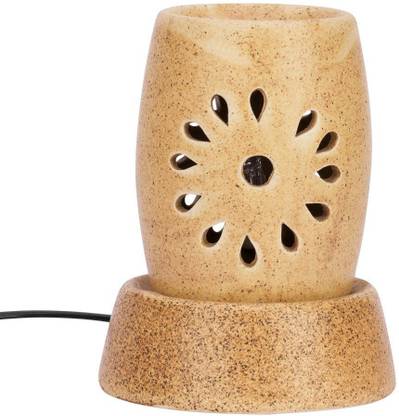 Kartique Ceramic Electric Diffuser | Round Small Tower Shape | Night Lamp | With 10 Ml Aroma Oil Lemon Grass & Replacment Bulb Table Lamp