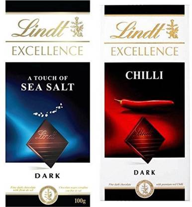 LINDT Combo of Excellence (Sea Salt Touch + Chilli) Chocolate 100 Grams – Bars
