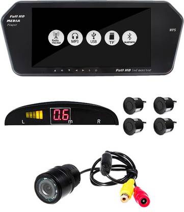UNIQUE True Vision 7 Inch Rear View Mirror Screen With SD, USB & Bluetooth Features, 8 LED Night Vision Reverse Parking Camera Combo