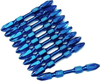 ISC PH2 Bits 9J Blue Heavy Duty Professional Quality 65mm Double Side 10Pcs Set Screwdriver Bit Set