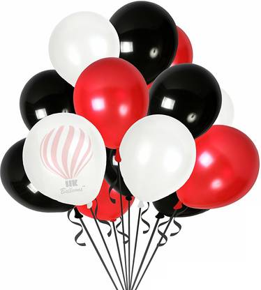 PartyballoonsHK Solid 100pcs White Assorted Red, White & Black | Top Quality Thick Party Decorations For Birthdays Anniversaries Weddings Balloon
