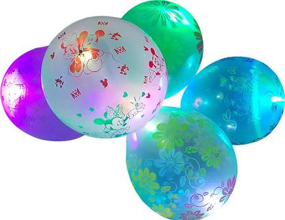Instabuyz Printed 3D-Printed LED Balloons for Party Festival Diwali Christmas New Years Celebrations Birthday Party Multicolor (Pack of 5pcs) Balloon