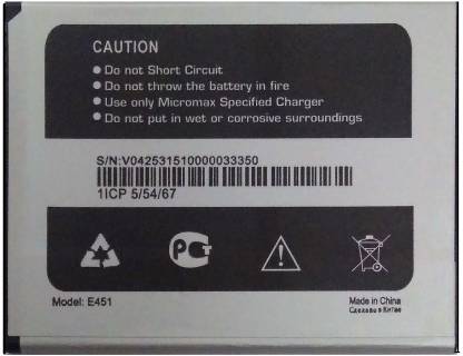Micromax Mobile Battery For  MICROMAX Micromax Canvas Juice 2 Aq5001 (STRIP BUILT-IN BATTERY) 3000 mAh