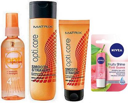 MATRIX Opticare Hair Shampoo(200ml),Conditioner 98g, Serum (100ml) & Nivea Pink Gvava Lip Balm