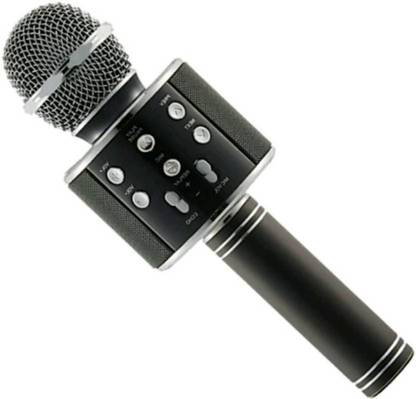 MEZIRE WS-858 Wireless Handheld Bluetooth Mic with Speaker (Bluetooth Speaker) Audio Recording and Karaoke Feature Microphone Microphone-Black Microphone