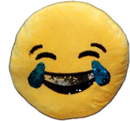 Kids Mandi Sponge Decorative Cushion Pack of 1 Emoji Smiley Emoticon Laughter To Tear