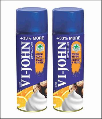 VI-JOHN Shave Foam Musk & Orange 400GM (PACK of 2)