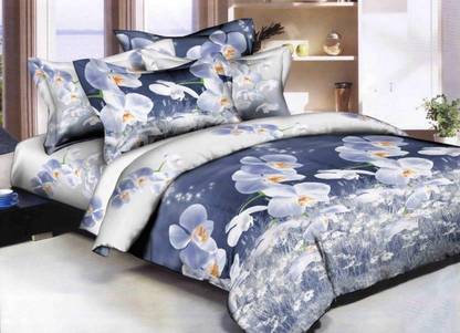 CHUNNU1 STAR Microfiber Double Flat 140 TC 3D Printed Bedsheet