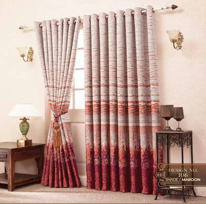 J DECOR 85 cm (3 ft) Window Polyester Semi Transparent Curtain Single Curtain