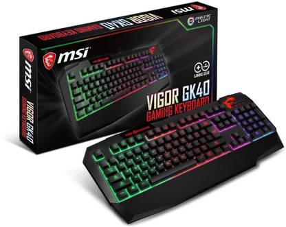 MSI 6-region RGB illumination with 8 amazing light effects, supports Mystic light Wired USB Standard Gaming Keyboard Compatible with Desktop, Laptop, Mac