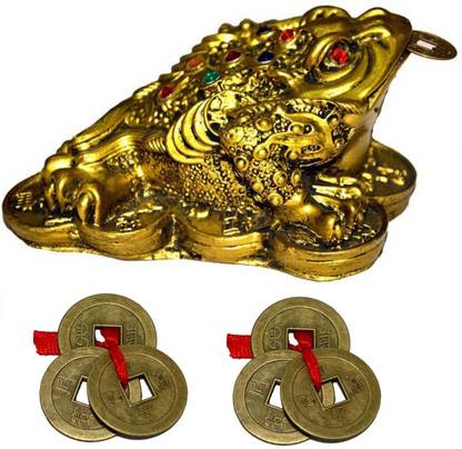 Kraft Village King Money Frog for Wealth Decorative Showpiece  -  5 cm