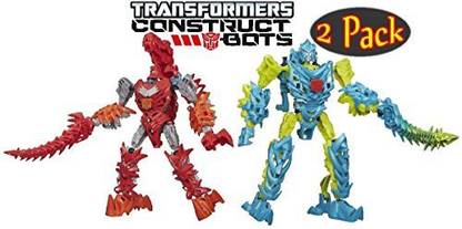 TRANSFORMERS Age Of Extinction Construct-Bots Dinobots Buildable Action Figures Dinobots Scorn & Dinobot Slash Gift Set Bundle - 2 Pack