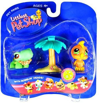 Littlest Pet Shop Hasbro Year 2005 Pet Pairs "Playground Pals" Series Collectible Bobble Head Pet Figure Set - Green Turtle (#119) With Lei And Or