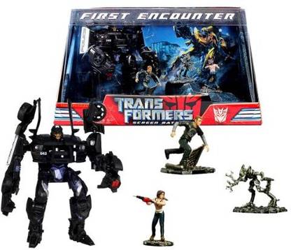 TRANSFORMERS Hasbro Year 2007 Movie Screen Battles Series Robot Action Figure Scene Set - First Encounter With Deluxe Class 6" Tall Barricade