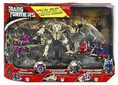 TRANSFORMERS Starscream Optimus Prime And Arcee Battle Damage Exclusive 3 Pack