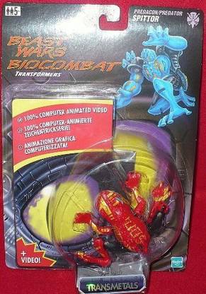 Hasbro Transformers Beast Wars Biocombat Predacon/Predator Spittor Red, Gold And Black Variant Action Figure With Vhs Video