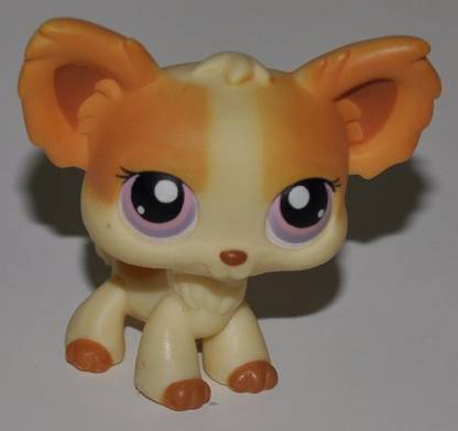 Littlest Pet Shop Chihuahua #96 (Cream, Purple Eyes, Tan Accents) - (Retired) Collector Toy - Lps Collectible Replacement Figure - Loose