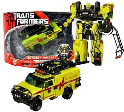TRANSFORMERS Hasbro Year 2006 Movie Series Voyager Class 7 Inch Tall Robot Action Figure - Autobot Ratchet With Forearm Cannon, Hidden Axe An