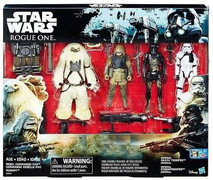 Hasbro Star Wars Rogue One Death Trooper, Storm Trooper, Rebel Commando Pao & Moroff Exclusive Action Figure 4-Pack