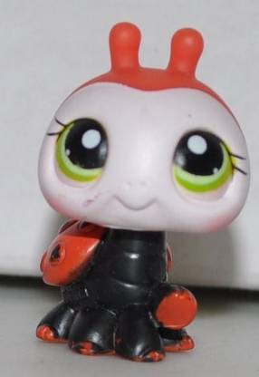 Littlest Pet Shop Ladybug #221 (Black/Red, White Face, Green Eyes) - (Retired) Collector Toy - Lps Collectible Replacement Single Figure - Loose