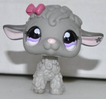Littlest Pet Shop Lamb #477 (Grey, Purple Eyes) - (Retired) Collector Toy - Lps Collectible Replacement Single Figure - Loose