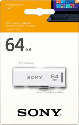 SONY USM64GR/W3//USM64GR/W2 64 GB Pen Drive Compatible with Desktop Computer, Laptop USB 2.0 Plastic Case