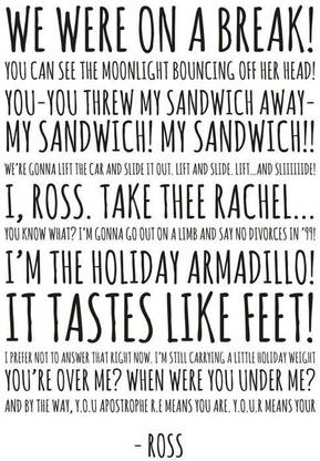 Ross Quotes - Friends Quotes - F.R.I.E.N.D.S. Poster for Home & Office Fine Art Print