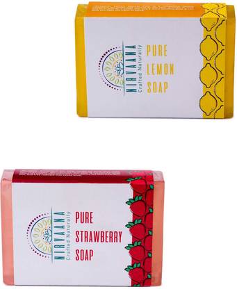 Nirvaana Handmade Natural Assorted Soap Set (Lemon & Orange) Pack of 2