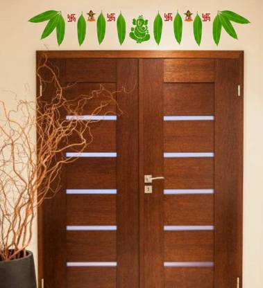 rawpockets 10 cm Mango Leaf Welcome Thoranam Self Adhesive Sticker