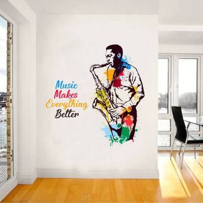 rawpockets 15 cm Music Makes Everything Better Self Adhesive Sticker