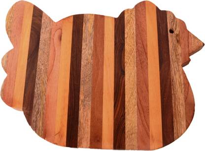 Purpledip Chicken Shape Wooden Cutting, Carving, Chopping Serving Board Wood Cutting Board