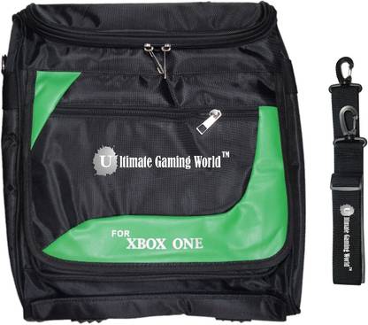 Ultimate Gaming World New Design Model High Quality Travel Bag Case for Xbox One Consoles (Color: Black and Green Mix) (Console not included)  Gaming Accessory Kit