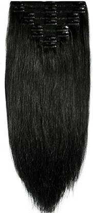 Confidence Real Human  Clip On Extensions 8 pcs, 160 grams (22 inch, Black) Hair Extension