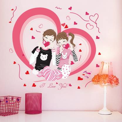 Aquire 72 cm Wall Stickers Romance Love Couple I Love You PVC Vinyl for Bedroom Self Adhesive Sticker